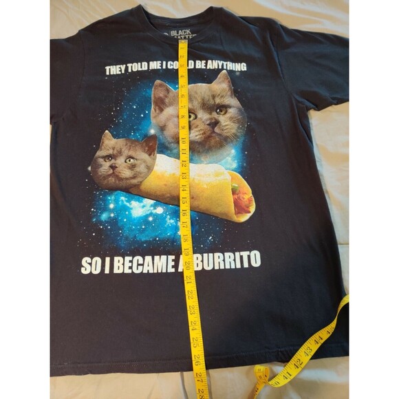 Men's or Womens "I Became a Burrito" Cat Black T-shirt - XLarge. PreOwned. - Picture 7 of 8